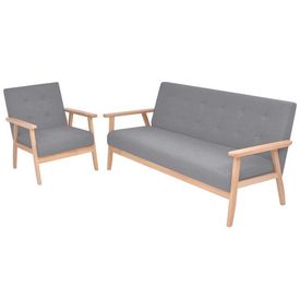 Set canapele 2 piese Textil Gri deschis