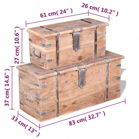 Set de două cufere de depozitare din lemn de acacia - Img 8