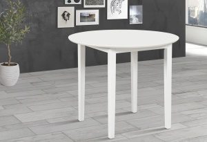 Set masa bucatarie Sophia, MDF, rotunda, 90x74 cm si 4 scaune Glendale, stofa,100 kg, 93x49x41.5 cm, alb maro - Img 3