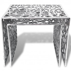 Set măsuțe de cafea rotunde din aluminiu argintiu - Img 3