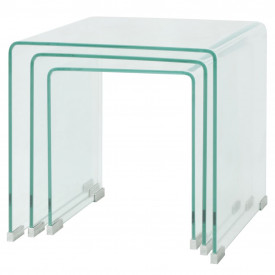 Set mese suprapuse, sticlă călită transparentă, trei piese - Img 3