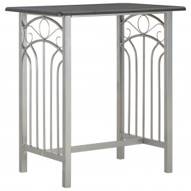 Set mobilier de bar, 3 piese, negru, lemn și oțel - Img 2