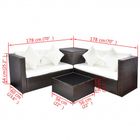 Set mobilier de exterior, 14 piese, poliratan, maro - Img 6