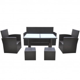 Set mobilier de exterior 18 piese, poliratan, maro - Img 3