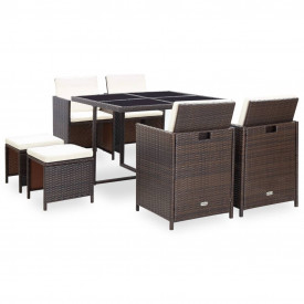 Set mobilier de exterior 21 piese, poliratan, maro
