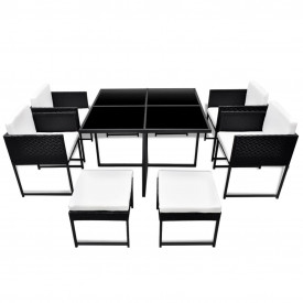 Set mobilier de exterior 21 piese, poliratan, negru - Img 3