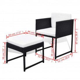 Set mobilier de exterior 21 piese, poliratan, negru - Img 8