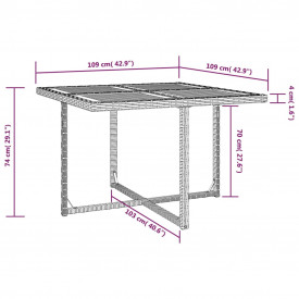 Set mobilier de exterior 21 piese, poliratan și acacia, negru - Img 11
