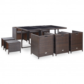 Set mobilier de exterior 27 piese, poliratan, maro - Img 3