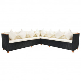 Set mobilier de exterior, 29 piese, poliratan, blat WPC, negru - Img 6