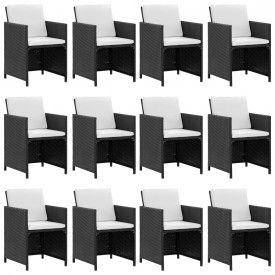 Set mobilier de exterior 37 piese, poliratan, negru - Img 2