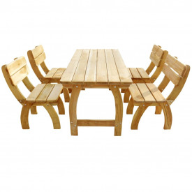 Set mobilier de exterior, 5 piese, lemn de pin tratat - Img 2