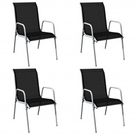 Set mobilier de exterior, 5 piese, negru, oțel - Img 5