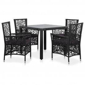 Set mobilier de exterior, 5 piese, poliratan, negru