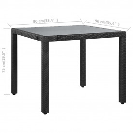 Set mobilier de exterior, 5 piese, poliratan, negru - Img 7