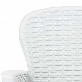 Set mobilier de exterior, 7 piese, alb, plastic, aspect ratan - Img 5