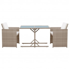 Set mobilier de exterior 7 piese, poliratan, gri/bej - Img 4