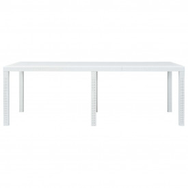 Set mobilier de exterior, 9 piese, alb, plastic, aspect ratan - Img 8