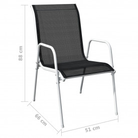 Set mobilier de exterior 9 piese, negru - Img 6
