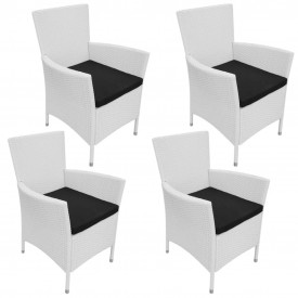 Set mobilier de exterior 9 piese, poliratan, alb crem - Img 5