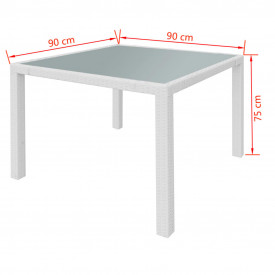 Set mobilier de exterior 9 piese, poliratan, alb crem - Img 10