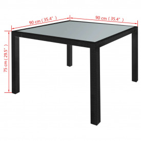 Set mobilier de exterior, 9 piese, poliratan, negru - Img 8