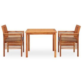 Set mobilier de exterior cu perne 3 piese, lemn masiv de acacia