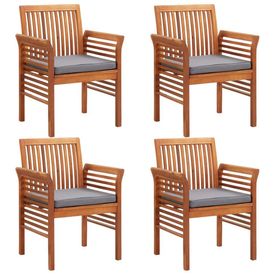 Set mobilier de exterior cu perne 5 piese, lemn masiv de acacia - Img 2