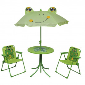 Set mobilier de exterior, cu umbrelă, pentru copii, verde - Img 1