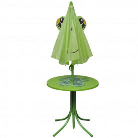 Set mobilier de exterior, cu umbrelă, pentru copii, verde - Img 3