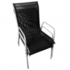Set mobilier de exterior, oțel și textilenă, 50 x 71 cm, negru - Img 8