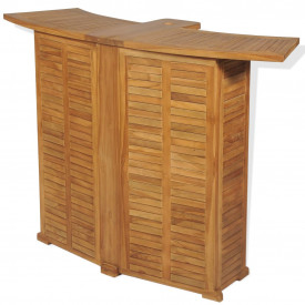 Set mobilier de exterior tip bar, 3 piese, lemn de tec - Img 4