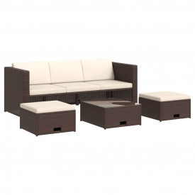 Set mobilier de grădină, 12 piese, poliratan, maro - Img 2