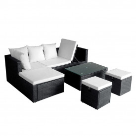 Set mobilier de grădină 12 piese, poliratan, negru - Img 2