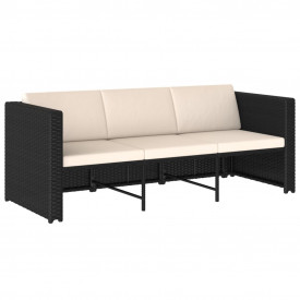 Set mobilier de grădină, 12 piese, poliratan, negru - Img 5