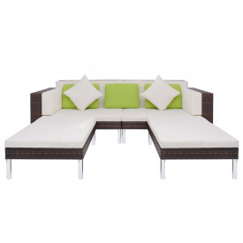 Set mobilier de grădină, 17 piese, poliratan, maro - Img 7