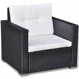 Set mobilier de grădină 17 piese, poliratan, negru - Img 8