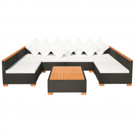 Set mobilier de grădină 21 piese, poliratan, blat WPC, negru - Img 3