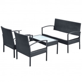 Set mobilier de grădină cu canapea 7 piese, poliratan, negru - Img 3