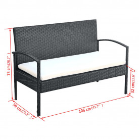 Set mobilier de grădină cu canapea 7 piese, poliratan, negru - Img 8