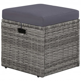 Set mobilier de grădină cu o canapea 14 buc. poliratan gri - Img 5