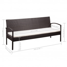Set mobilier de grădină cu perne, 5 piese, negru, poliratan - Img 9