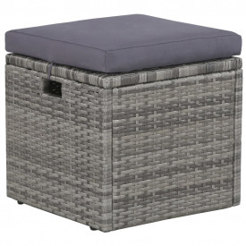 Set mobilier de grădină cu perne, 6 piese, gri, poliratan - Img 7