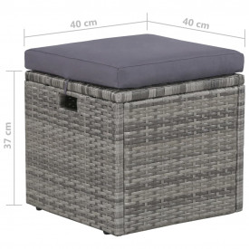 Set mobilier de grădină cu perne, 6 piese, gri, poliratan - Img 12