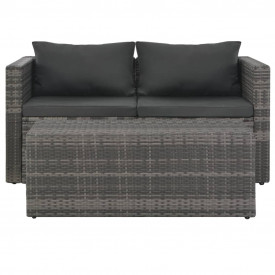 Set mobilier de grădină cu perne, 6 piese, gri, poliratan - Img 2