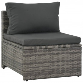 Set mobilier de grădină cu perne, 6 piese, gri, poliratan - Img 7
