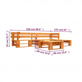 Set mobilier de grădină paleți, 4 piese, maro miere, lemn FSC - Img 3