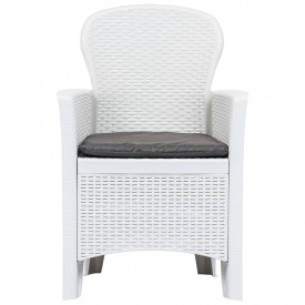 Set mobilier exterior, 5 piese, alb, plastic, aspect ratan - Img 4