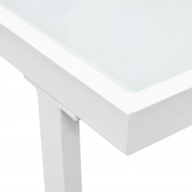 Set mobilier grădină, 17 piese, textilenă, aluminiu, negru/alb - Img 8