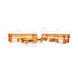 Set mobilier grădină din paleți, 6 piese, maro miere, lemn FSC - Img 3